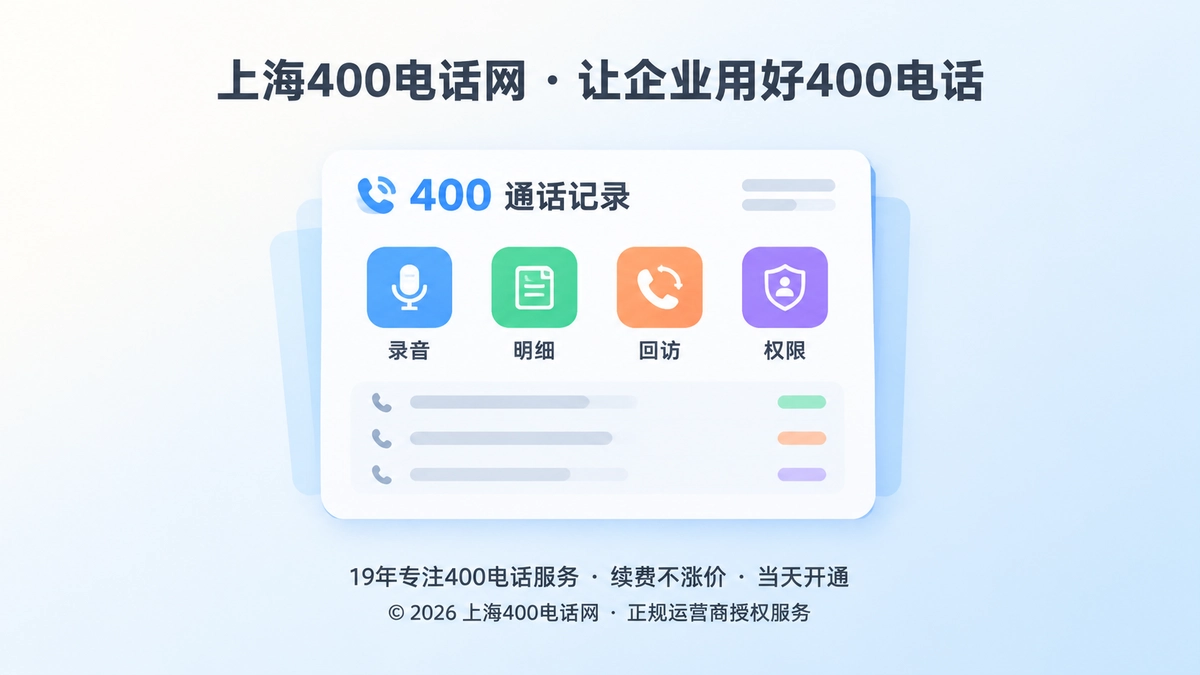 2026年400电话功能详解首图：通话记录卡片聚焦展示